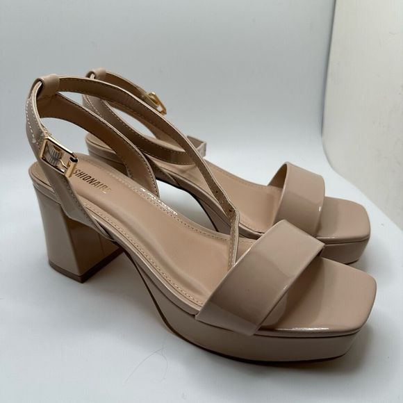 CUSHIONAIRE Women's platform dress sandal +Memory Foam 7 WIDE NUDE - Picture 1 of 7